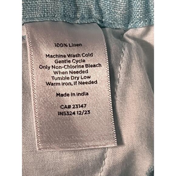 Talbots Pants Womens Large Light Blue Nantucket Pull-On Wide Leg Crop Linen - Picture 9 of 14